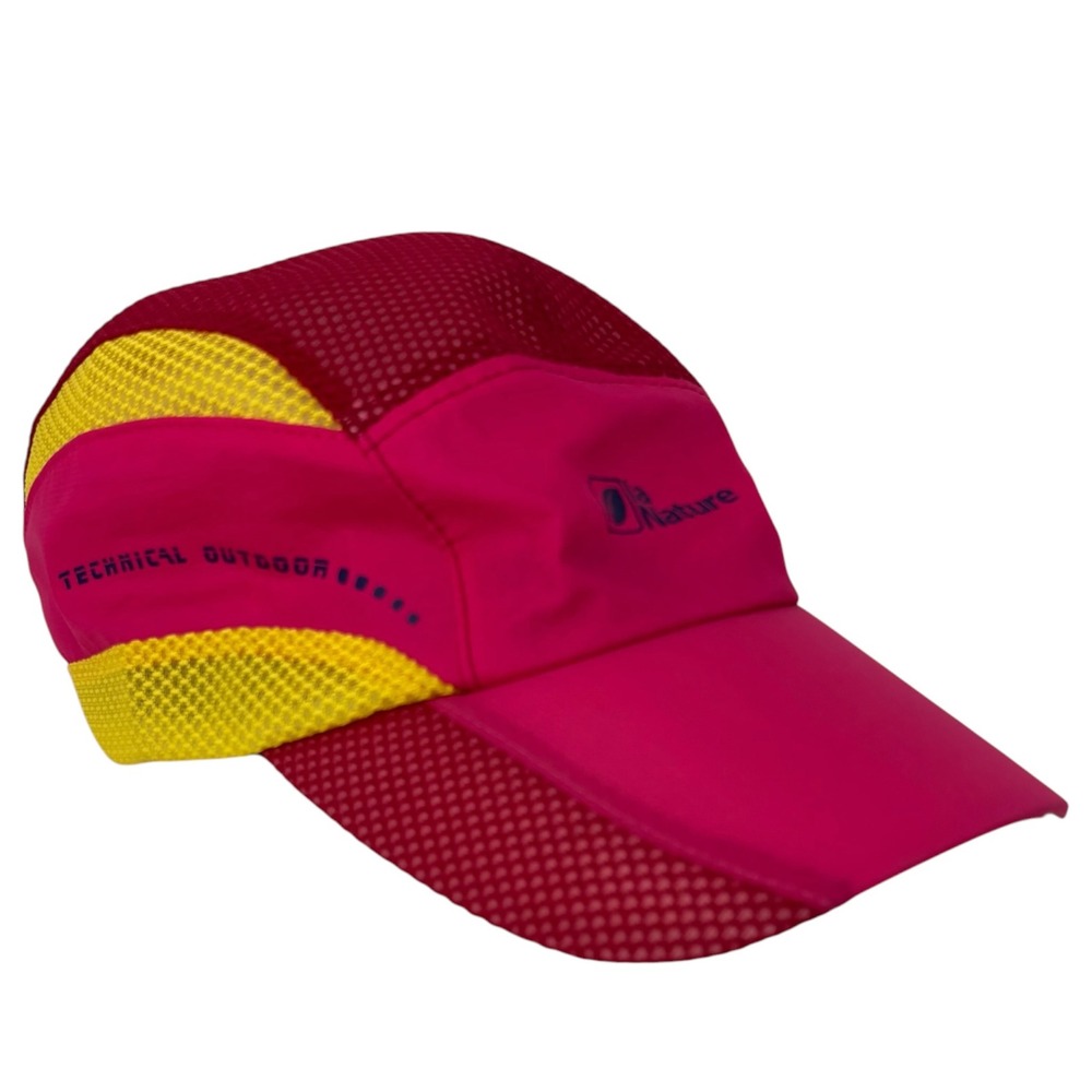 La‎ Nature Technical Outdoor Mesh Running Hat Pink Yellow Lightweight Cap
